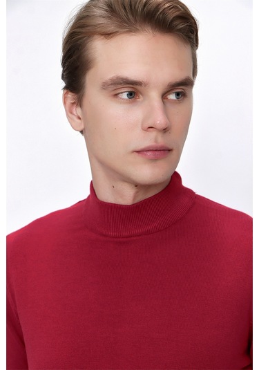 Basic Dinamik Fit Rahat Kesim Yarım Balıkçı Yaka Triko Kazak 99kc017002550 Kırmızı