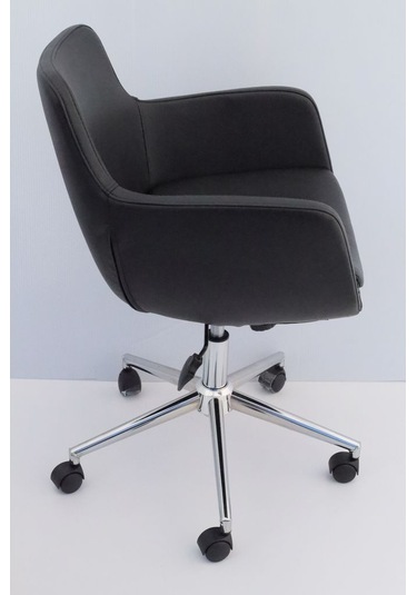Bulut Siyah Deri Rahat Ofis Çalışma Sandalyesi
