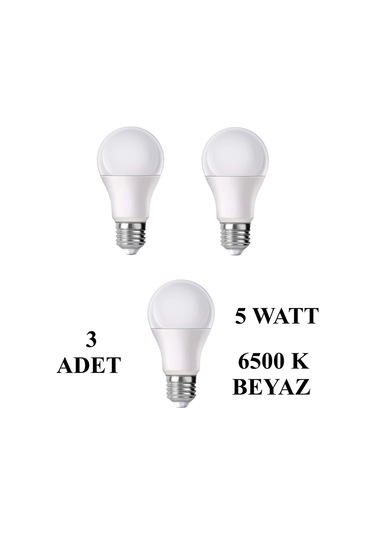 5w E27 Led Ampul 6500k Beyaz Işık 450 Lümen 3 Adet