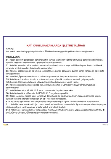 KATI YAKITLI KAZANLARDA İŞLETME TALİMATI TLM 022