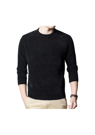Siyah Boyun Uzun Kollu Kış Sonbahar İlkbahar Kalın Örme Tişörtü Rahat Kazak Erkekler Siyah