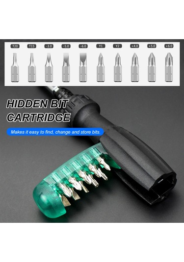 11'i 1 Arada Taşınabilir Cırcırlı Multibit Tornavida