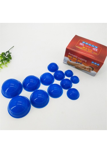 Yuntech01 12 Adet Mavi Silikon Vakum Çekimli Suction Kupa Seti - Sağlık Masajı, Fitness Ve Ev Kullanıma Uygun Esnek Ve Dayanıklı Tasarım Çok Renkli