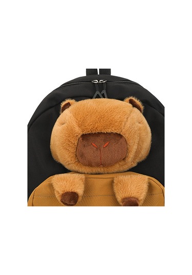 Homyl Capybara Sırt Çantası Doldurulmuş Hayvan Tatil Siyah