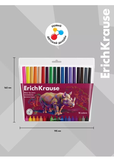 Erichkrause Safari Ultra Washable 18 Renkli Keçeli Kalem 189489753