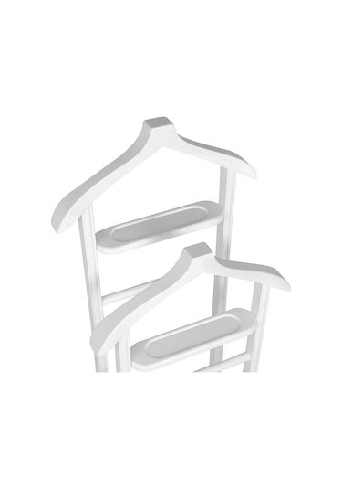 İki Tepeli Dilsiz Uşak Beyaz Masif Ahşap Palto Ceket Cüppe Ofis Beyaz