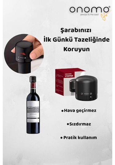 Life Vakumlu Sızdırmaz Şarap Şişesi Tıpası Siyah
