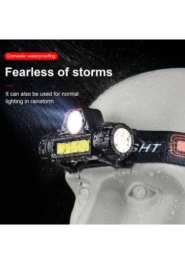 Aubyhe Usb Şarjlı Led Şapka Lambası, Xpe+cob Işık Kaynağı, 800mah Pil, 2-4 Saat Kullanim Süresi, 71g Hafif Tasarım, Siyah Abs Malzeme Model 211 Siyah