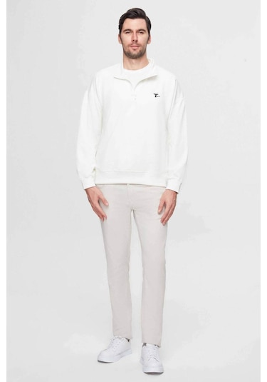 D's Damat Oversize Ekru Düz Yarım Fermuarlı Pamuklu Mevsimlik Sweatshirt 2ECE25ORT2796 Ekru D's Damat Oversize Ekru Düz Yarım Fermuarlı Pamuklu Mevsimlik Sweatshirt 2ECE25ORT2796 Ekru