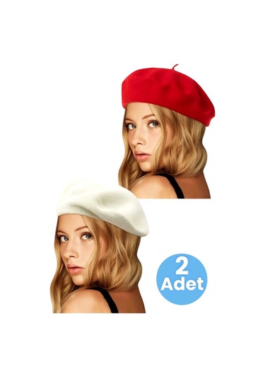 Tezzgelsin Kadın 2'li Fransız Ressam Bere Kırmızı - Ekru