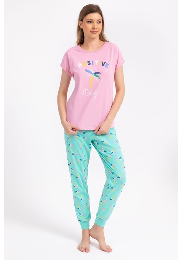 Rolypoly Positive Stay Pembe Kadın Pijama Takımı