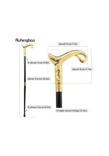 Altın Lüks Kavisli Baston Centilmen Zarif Şık Dekoratif Baston Altın