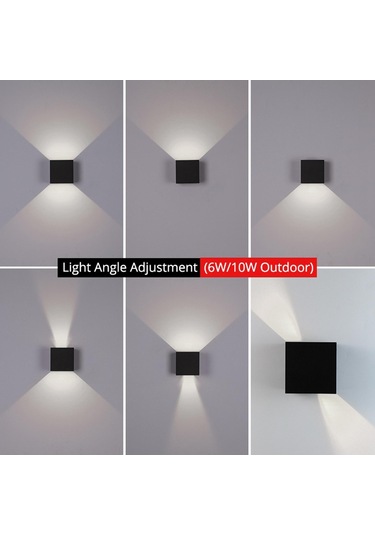 Suntek Kare Led Duvar Lambası Aplik Koridor Siyah-beyaz-ışık Siyah Beyaz Işık