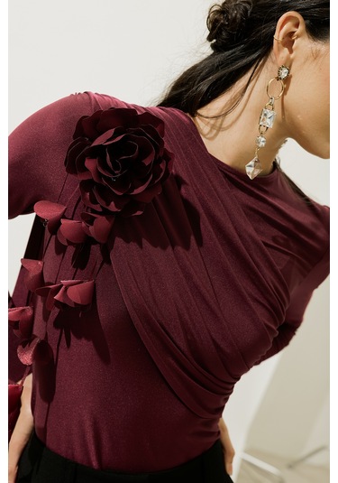 Çiçek Salkımlı Kemer Bordo Bordo