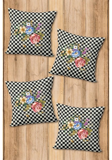 Dijital Baskılı Yumuşak Dokulu 4 Lü Kırlent Kılıfı Takımı 43x43 Cm Krl0073 Renkli