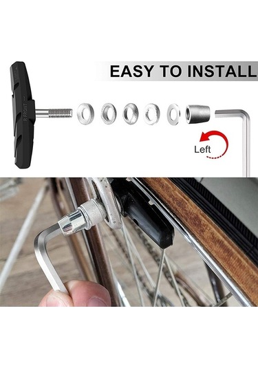 Ebitda 2 Çift Sessiz V-fren Bisiklet Fren Pabuçları Siyah, Kavisli Tasarım, Aşınma Dayanıklı Siyah