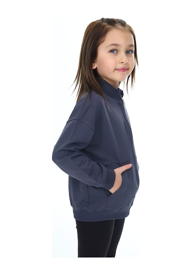 Toontoy Kız Çocuk Baskılı Hırka Füme