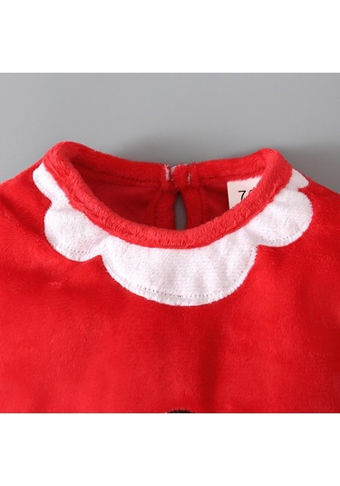 Noel Noel Baba Kostüm Giysileri Bebek Erkek Kız Peluş Romper Tulum Şapka İle 0-24 Ay İçin Kırmızı