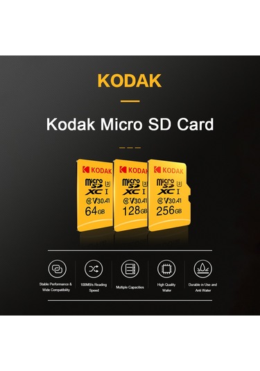 Teltree Kodak 128gb Microsd Kartı U3 V30 A1 - 100mb/s Okuma Hızı, 4k Video, Akıllı Cihazlar İçin Dayanıklı Hafıza