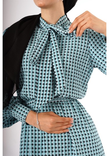 Geometrik Desenli Elbise Çok Renkli