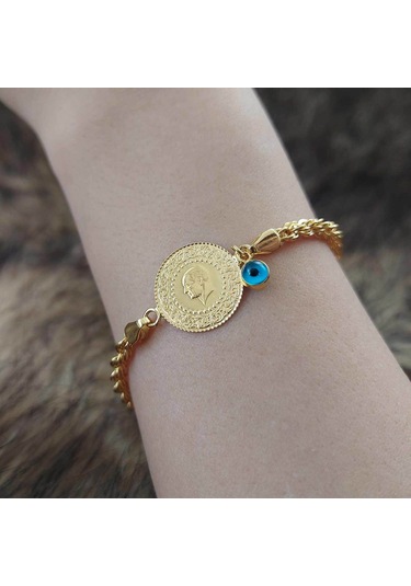 Altınbeyi Çeyrek Altınlı Halat Zincirli Bileklik Sarı Altın