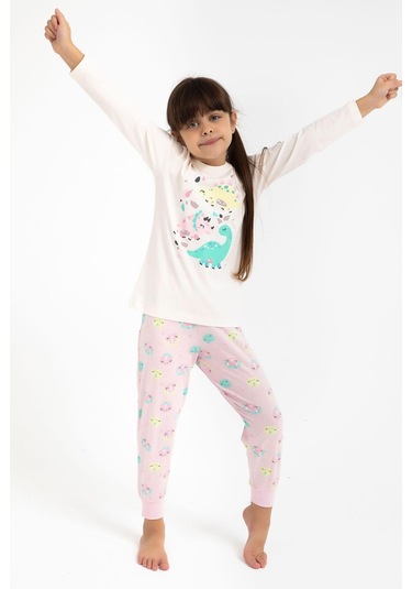 Roly Poly 2793 Cute Animals Vanilya Kız Çocuk Pijama Takımı Vanilya