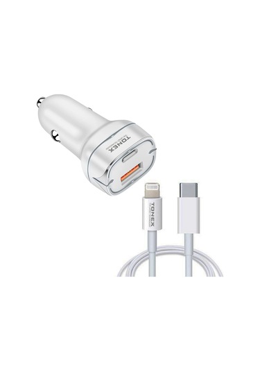 Tonex La-38w Pd + Usb-a Type-c To Lightning Kablolu Araç İçi Şarj Aleti Set -