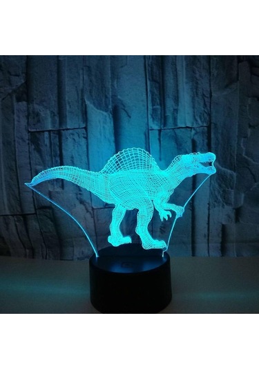 Gece Lambası 3d Lamba 7 Renk Değiştiren Led Gece Lambası Akıllı Dokunmatik Ve Uzaktan Kumandalı 3d Gece Işıkları Dinozor Spinosaurus