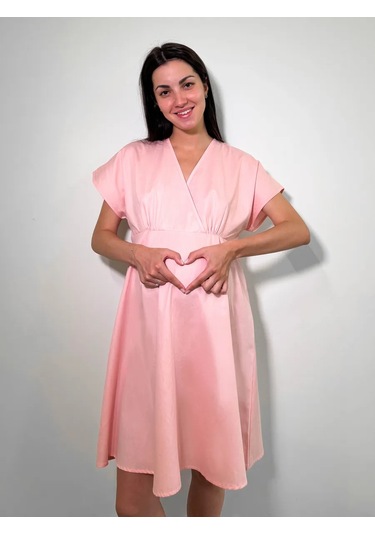 Modamıca Gebe Ve Emziren Anneler İçin Hastane Saten Gece Elbisesi 468594895 Pembe