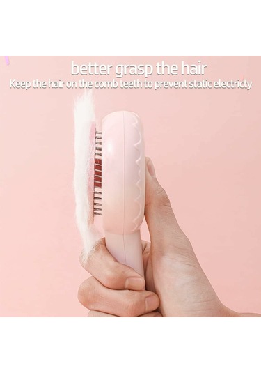 Geeksen Kedi Ve Köpek Bakım Fırçası - Otomatik Temizleme, Uzun Ve Orta Tüy, Dokunmatik Düğme, Masaj Ve Tüy Alma, Pembe