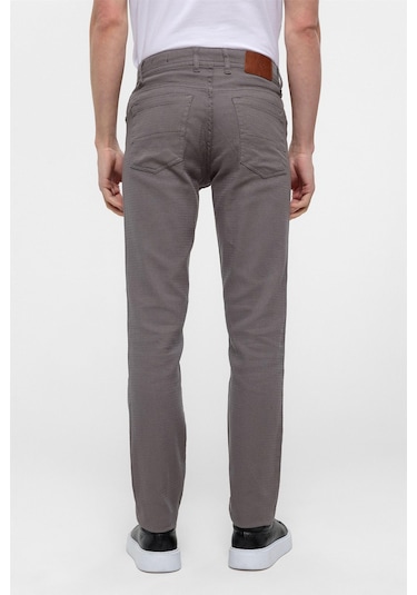 Süvari Gri Slim Fit 5 Cep Kalıp Armürlü Kanvas Pantolon