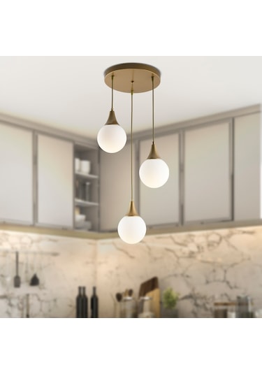 Apliqa Damla 3'lü Yuvarlak Eskitme Modern Avize