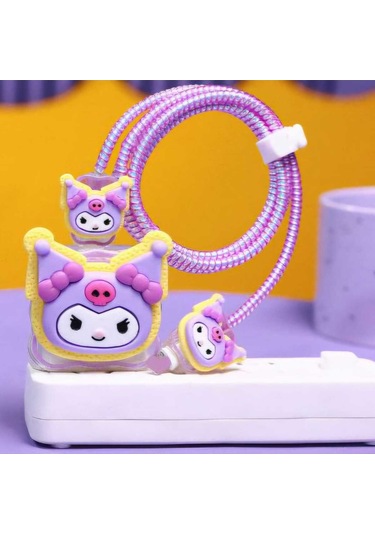 Iphone 18w/20w Uyumlu Şarj Kablosu Ucu Ve Şarj Başlığı Kılıfı Kuromi 1