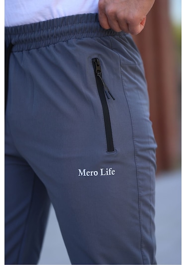 Erkek Gri Eşofman Altı Kaliteli Paraşüt Kumaş Gri