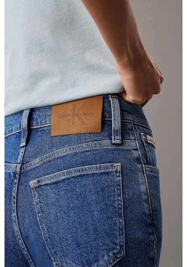 Calvin Klein Kadın Mom Denim Mavi Kot Pantolon-4980 Lacivert