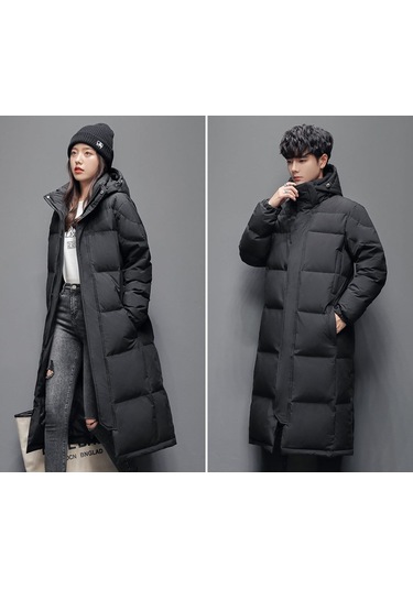 Yeni Kışlık Uzun Büyük Beden Pamuklu Ceket Siyah Siyah