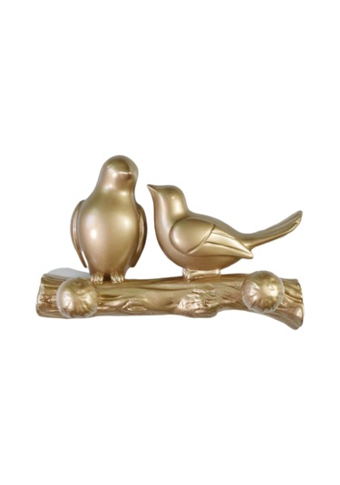 Suntek Kuşlar Ağaç Dalı Askı Ev Dekoratif Takı Yatak Odası Dolap Askı Altın Çok Renkli