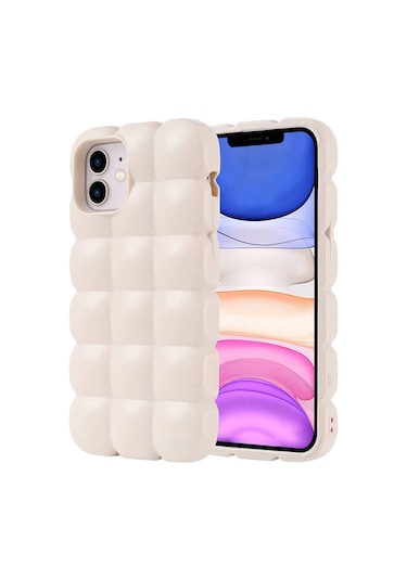 İphone Uyumlu 12 Kılıf Parlak Esnek Silikon Redclick Dom Dom Kapak - Beyaz