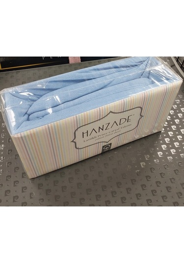 Hanzade %100 Pamuk Penye Lastikli Çift Kişilik Çarşaf Seti 160x200+30 - Mavi Mavi