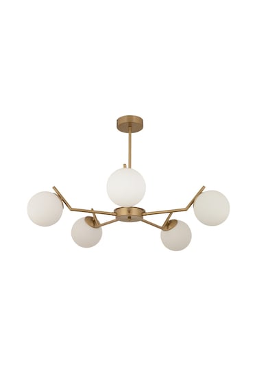 Sara 5Li Eskitme Boyalı Beyaz Camlı Salon Avize