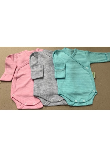 Özdemirlitekstil Bebelino Kız Bebek Çıtçıtlı Badi Kruvaze 3'Lü Paket Çok Renkli