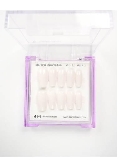 15'li Krem Rengi Orta Balerin Obl1542 Tekrar Kullanılabilir El Yapımı Protez Takma Tırnak M