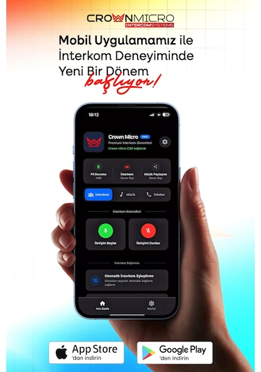 Crown C20 İnterkom - Mobil Uygulama Destekli - Buff Hediyeli