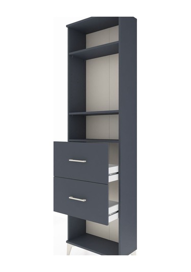 Arges Dolap 3 Raflı 2 Çekmeceli 60x30x221 Antrasit-antrasit Antrasit