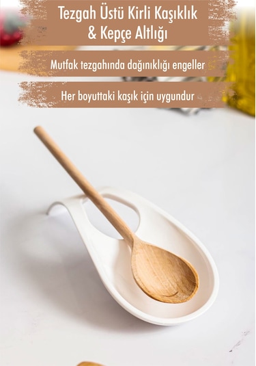 Akrilik Beyaz Tezgah Üstü Kirli Kaşıklık - Kepçe Altlığı