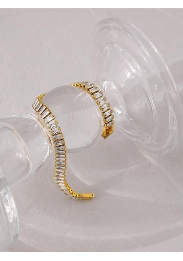 Eetit Paslanmaz Çelik Kübik Zirkonya Zincir Bileklik Kadın