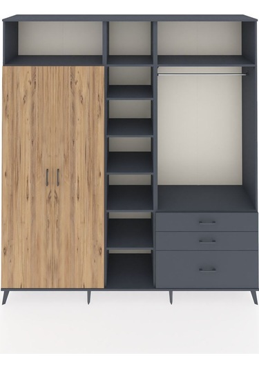 Hyperion Dolap 9 Raflı 3 Çekmeceli 2 Askılı 220x44x243 Antrasit-çam/antrasit Atlas Çam/antrasıt Hyperion Dolap 9 Raflı 3 Çekmeceli 2 Askılı 220x44x243 Antrasit-çam/antrasit Atlas Çam/antrasıt