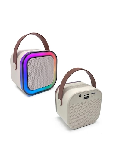 1adet Karaoke Hoparlör Kart/usb Mikrofon Işıklı Bluetooth Speaker