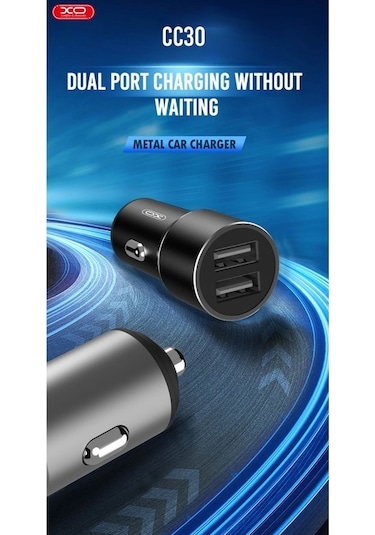 Çift Usb-a Çıkışlı Metal Araç Şarj Cihazı Ve Adaptör Cc30