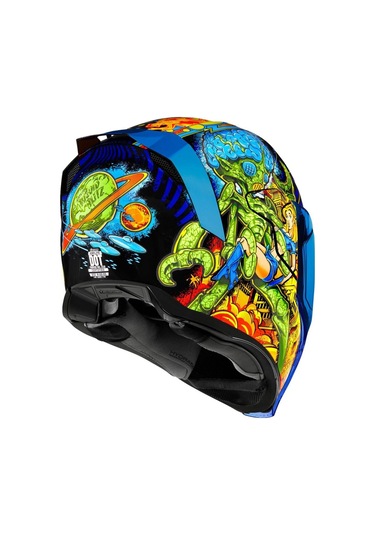 Icon Airflite Bugoid Blitz Kapalı Kask Mavi Yeşil Turuncu Mavi